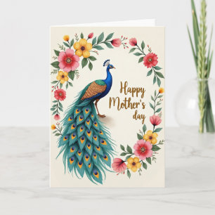 Tarjeta floral de pájaro hermoso