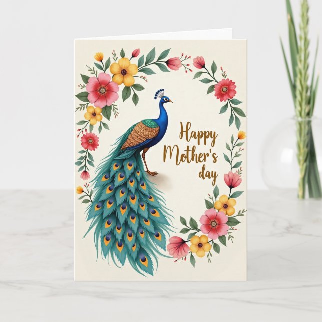 Tarjeta floral de pájaro hermoso (Anverso)