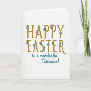 Tarjeta floral de Pascua para colegas