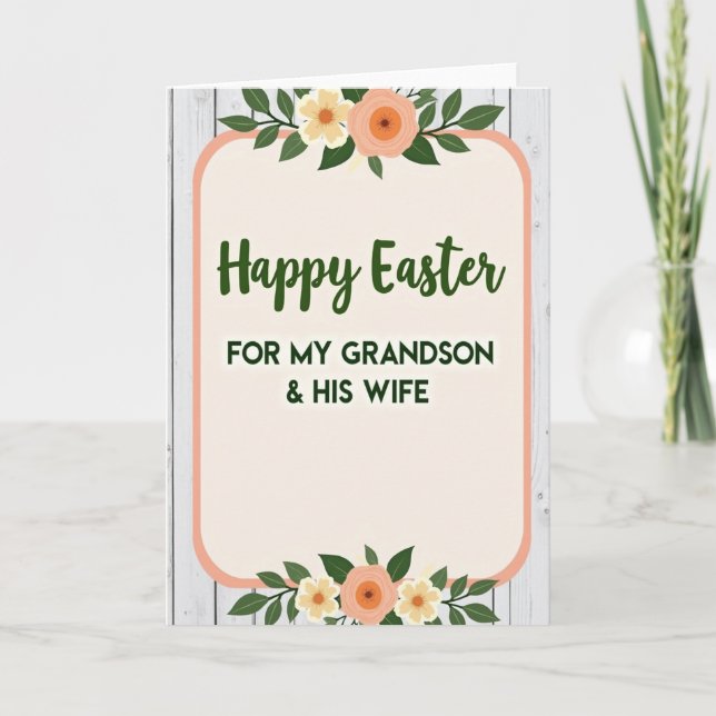 Tarjeta floral de Pascua para nieto (Anverso)