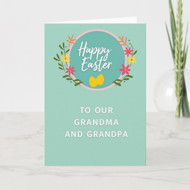 Tarjeta floral de Pascua verde menta (Anverso)