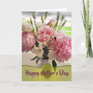 Tarjeta floral de peonías para el día de la madre