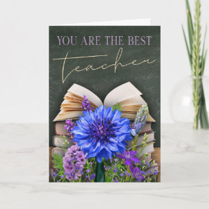 Tarjeta floral de pizarra para el mejor maestro