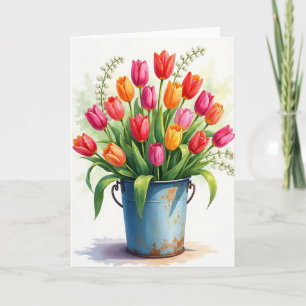 Tarjeta floral de primavera alegre