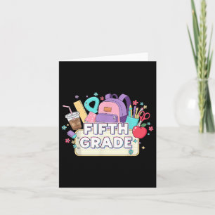 Tarjeta Floral de quinto grado de vuelta a la escuela Chic