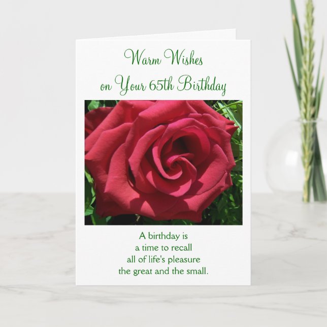 Tarjeta Floral de rosa roja personalizada cumpleaños númer (Anverso)