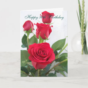 Tarjeta Floral de rosas rojas personalizada 30 cumpleaños
