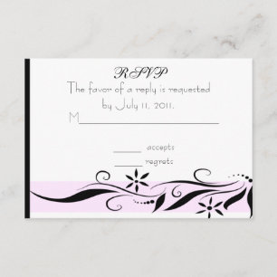 Tarjeta floral de RSVP del negro y del rosa