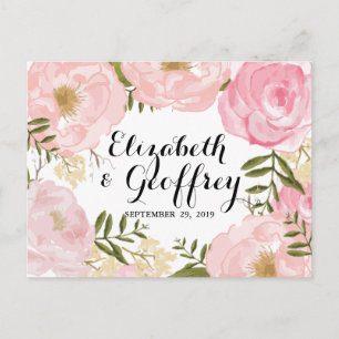 Tarjeta floral de RSVP del rosa moderno del