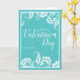 Tarjeta Floral de San Valentín (Turquesa)