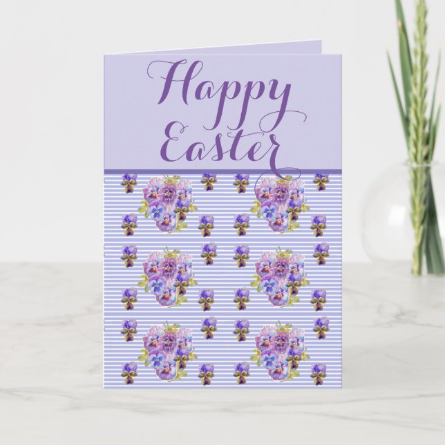 Tarjeta Floral de Semana Santa Shabby Viola Lavender Sprin (Anverso)