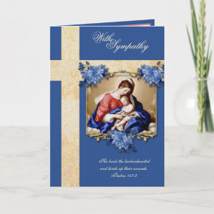 Tarjeta floral de simpatía católica Virgen María J