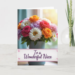 Tarjeta floral de sobrina maravillosa a rayas