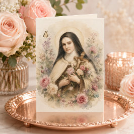 Tarjeta Floral de Sta. Teresa con versículo de la Escritur