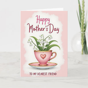 Tarjeta Floral de Taza de Té de Lunares