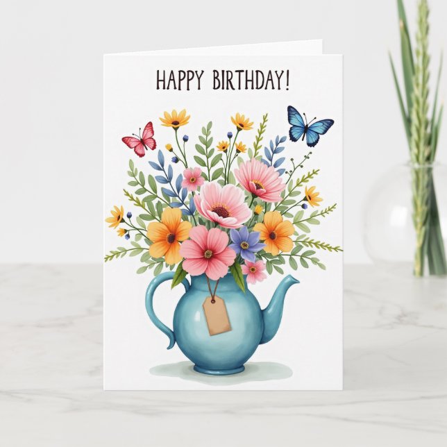 Tarjeta floral de tetera dulce (Anverso)