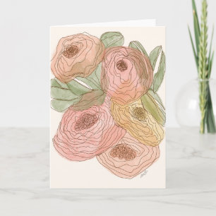 Tarjeta Floral de una línea