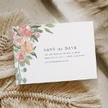 Tarjeta Floral de verano medio para guardar la fec<br><div class="desc">Nuestra Floral de verano medio salva la tarjeta de fecha con sus detalles principales del boda (nombres, fecha de boda, ubicación y sitio web) acentuados por flores color agua pastel y follaje en tonos suaves de rosa, melocotón, marfil y verde sabio. Un diseño moderno y elegante ahorra el diseño de...</div>