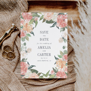 Tarjeta Floral de verano medio para guardar la fec