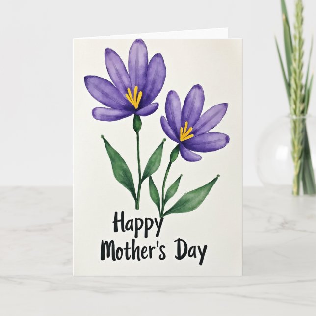 Tarjeta floral de violeta en acuarela (Anverso)