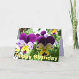 Tarjeta floral de Violeta Pansy Flor Bonita