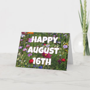 Tarjeta floral del 16 de agosto feliz