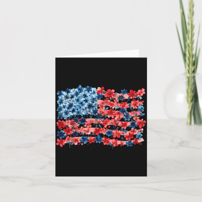 Tarjeta Floral del 4 de julio Memorial de la bandera ameri (Anverso)