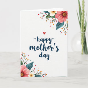 Tarjeta floral del amor azul de madre