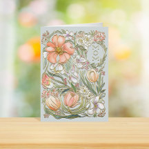 Tarjeta floral del color favorito de mamá para el