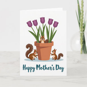 Tarjeta floral del día de la madre del bosque