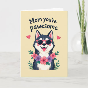 Tarjeta floral del día de la madre del perro genia