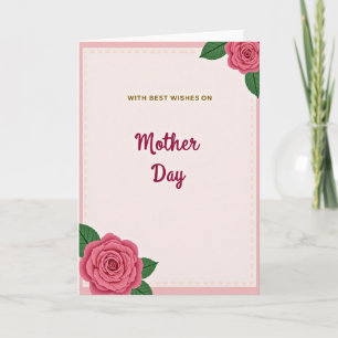 Tarjeta floral del día de la madre en rosa sonrosa