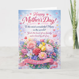 Tarjeta floral del día de la madre feliz