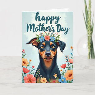 Tarjeta floral del día de la madre para perro dulc