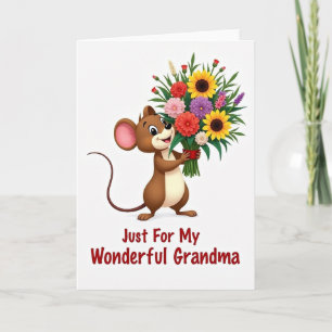 Tarjeta floral del Día de la Madre Ratón