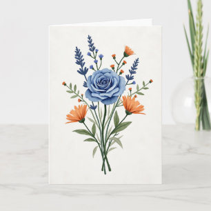 Tarjeta floral del día de la madre Rosa Azul