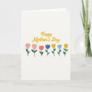 Tarjeta floral del día de la madre rosa rojo