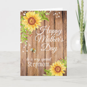 Tarjeta Floral del Día de la Madre Rústica