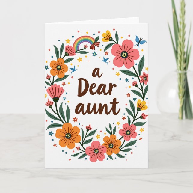 Tarjeta floral del día de la querida tía (Anverso)