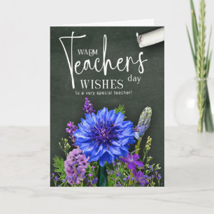 Tarjeta floral del Día del Maestro con espacio par