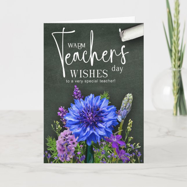 Tarjeta floral del Día del Maestro con espacio par (Anverso)