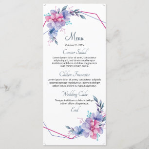 Tarjeta floral del menú de la boda