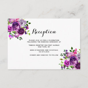 Tarjeta floral del recinto de la recepción de la