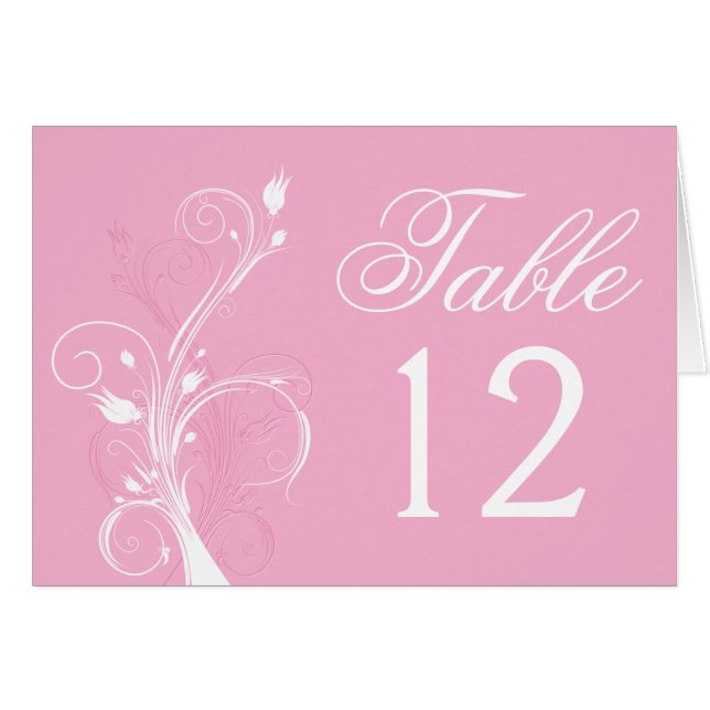 Tarjeta floral del rosa y blanca de la tabla del (Anverso (Horizontal))