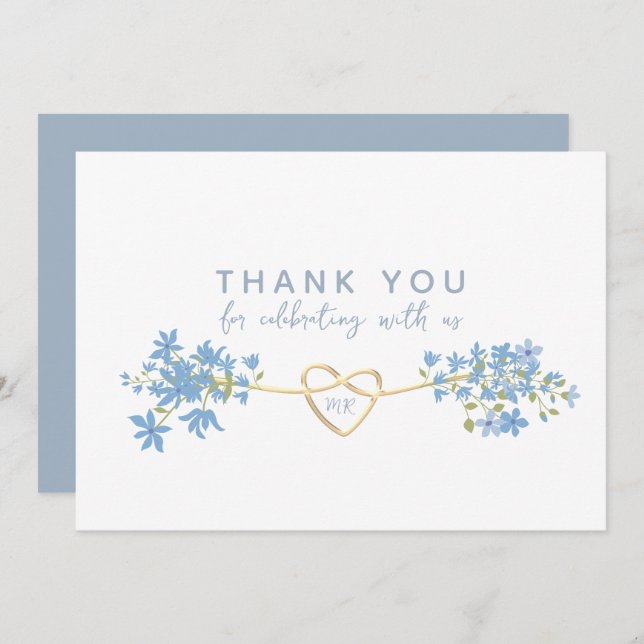 Tarjeta Floral Dusty Blue Boda (Anverso / Reverso)