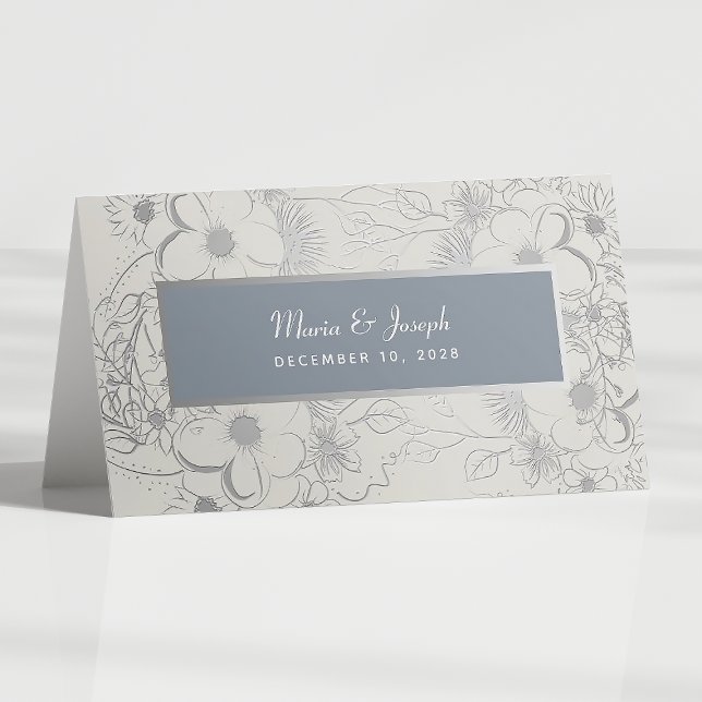 Tarjeta Floral Dusty Blue Boda Place (Subido por el creador)