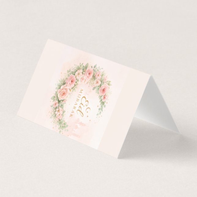 Tarjeta Floral Eid Mubarak – Blush Pink Islamic Gift f (Anverso)