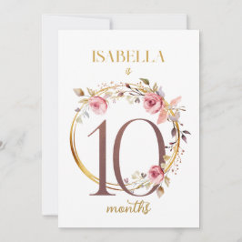 Tarjeta Floral Elegante de Bebé de Primer Año