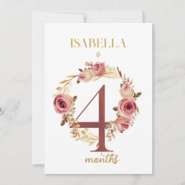 Tarjeta Floral Elegante de Bebé de Primer Año