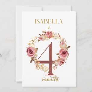 Tarjeta Floral Elegante de Bebé de Primer Año